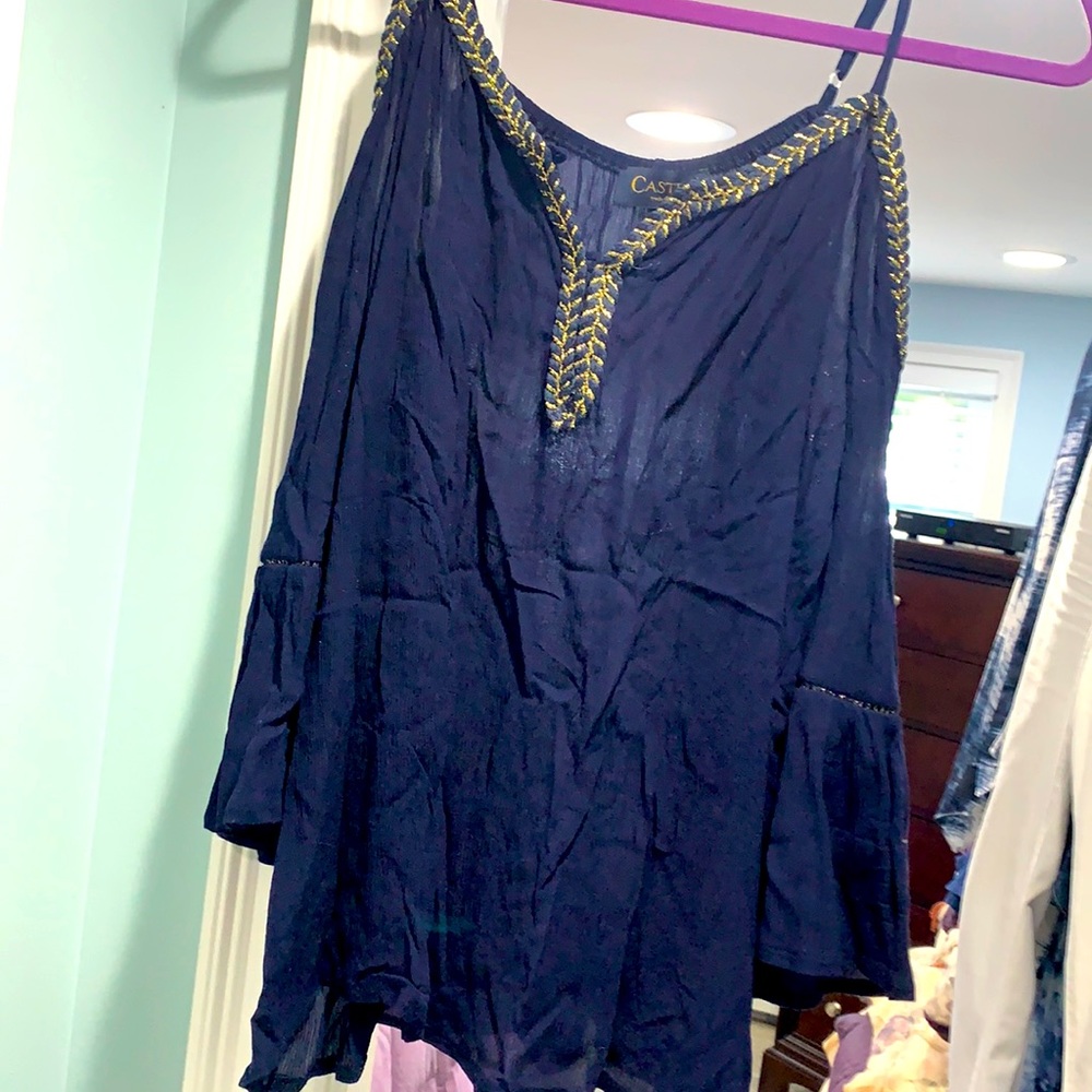 Navy blue and gold top